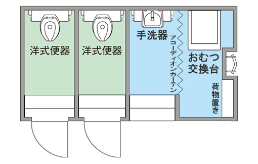 ４ｔ用おむつ交換台付トイレ ２人仕様 株式会社瑞穂